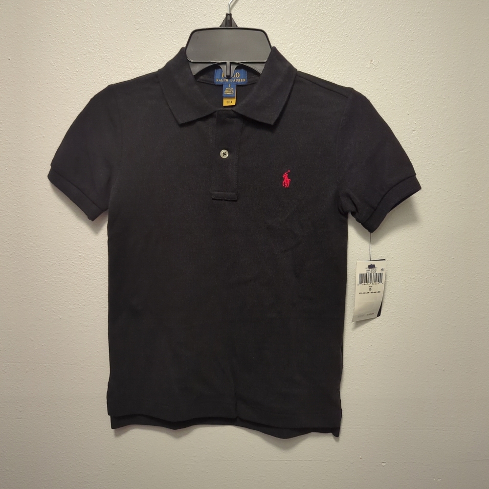 NWT Kids Polo Ralph Lauren black Polo Top Sz 5